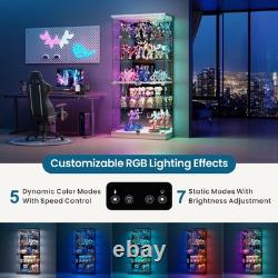 Glass Display Cabinet with RGB Lights, Lockable Display Cases for Action Figure
