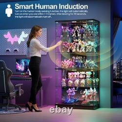 Glass Display Cabinet with RGB Lights, Lockable Display Cases for Action Figure