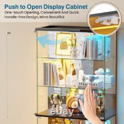 Glass Display Cabinet with RGB Lights, Lockable Display Cases for Action Figure