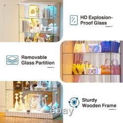 Glass Display Cabinet with RGB Lights, Lockable Display Cases for Action Figure