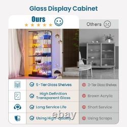 Glass Display Cabinet with RGB Lights, Lockable Display Cases for Action Figure