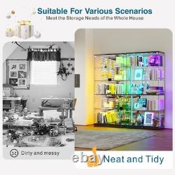 Glass Display Cabinet with RGB Lights, Lockable Display Cases for Action Figure
