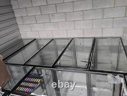 Glass Metal Floor Standing Retail Display Case with Shelves, Black Frame