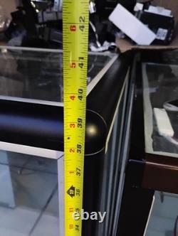 Glass Metal Floor Standing Retail Display Case with Shelves, Black Frame