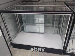 Glass Metal Floor Standing Retail Display Case with Shelves, Black Frame