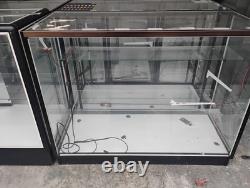Glass Metal Floor Standing Retail Display Case with Shelves, Black Frame