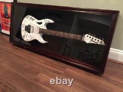 Guitar Display Case Horizontal Electric Black Wood UV Cabinet Gibson Fender