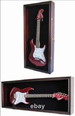 Guitar Display Case Horizontal Electric Black Wood UV Cabinet Gibson Fender