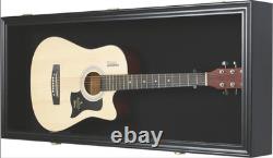 Guitar Display Case Horizontal Electric Black Wood UV Cabinet Gibson Fender