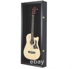 Guitar Display Case Horizontal Electric Black Wood UV Cabinet Gibson Fender