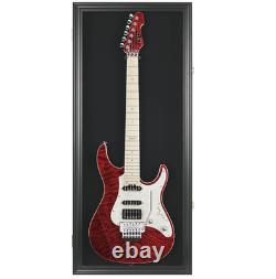 Guitar Display Case Horizontal Electric Black Wood UV Cabinet Gibson Fender Guitar Display Case Horizontal Electric Black Wood UV Cabinet Gibson Fender