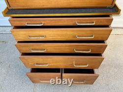 Gun Display Case Oak 15 Drawer Pistol Knife Wood Rolling Storage Chest Cabinet