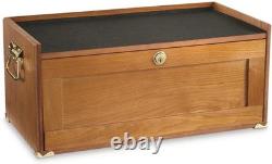 Gun Display Case Oak 15 Drawer Pistol Knife Wood Rolling Storage Chest Cabinet