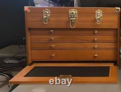 Gun Display Case Oak 15 Drawer Pistol Knife Wood Rolling Storage Chest Cabinet