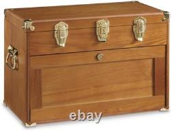 Gun Display Case Oak 15 Drawer Pistol Knife Wood Rolling Storage Chest Cabinet