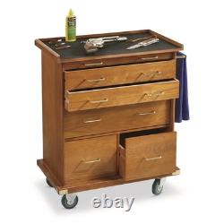 Gun Display Case Oak 15 Drawer Pistol Knife Wood Rolling Storage Chest Cabinet