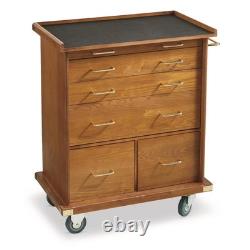 Gun Display Case Oak 15 Drawer Pistol Knife Wood Rolling Storage Chest Cabinet