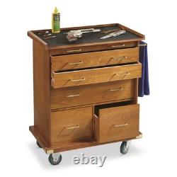Gun Display Case Oak 15 Drawer Pistol Knife Wood Rolling Storage Chest Cabinet