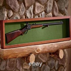 Gun Display Case with Lock, Wood Glass Top Rifle Sword Storage Holder Lockable B