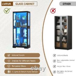 Gurexl 71 Curio Cabinet with Glass Door, 7-Tiers Display Cases for Collectibles
