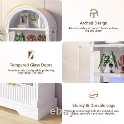 Gurexl 72 Display Cabinet with Glass Doors, 4-Tier Display case with RGB Lights