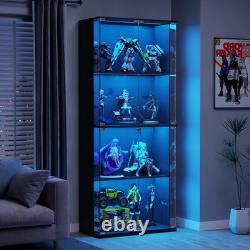 Gurexl Glass Display Cabinet with LED Light, 66 Curio Cabinets for Collectibles
