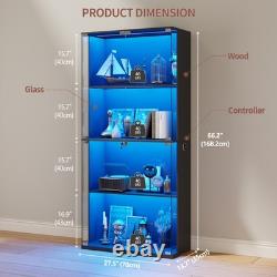 Gurexl Glass Display Cabinet with LED Light, 66 Curio Cabinets for Collectibles