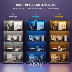 Gurexl Glass Display Cabinet with LED Light, 66 Curio Cabinets for Collectibles