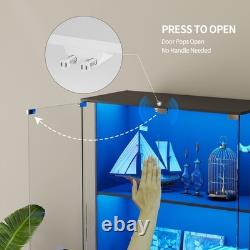 Gurexl Glass Display Cabinet with LED Light, 66 Curio Cabinets for Collectibles