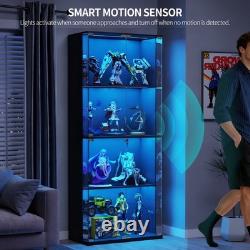 Gurexl Glass Display Cabinet with LED Light, 66 Curio Cabinets for Collectibles