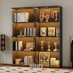 Gurexl Glass Display Cabinet with LED Light, 66 Curio Cabinets for Collectibles