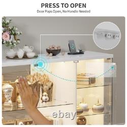 Gurexl Glass Display Cabinet with Lock, Display Cases with 3-Color LED Lights