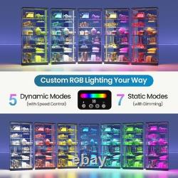 Gurexl Glass Display Cabinet with RGB Light, 10-Tier Lockable Clear Display Case