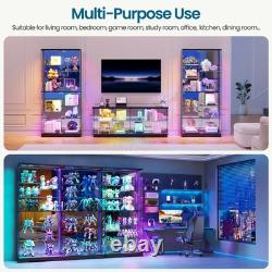 Gurexl Glass Display Cabinet with RGB Light, 10-Tier Lockable Clear Display Case
