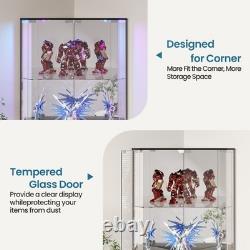 Gurexl Glass Display Cabinet with RGB Lights- 68 Display Case with 4-Tier Shelf