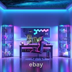 Gurexl Glass Display Cabinet with RGB Lights- 68 Display Case with 4-Tier Shelf