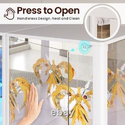 Gurexl Glass Display Cabinet with RGB Lights- Display Case with 4-Tier Shelfs