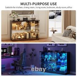 Gurexl Glass Display Cases with Human Sensor and 3 Color Lights for Collectibles