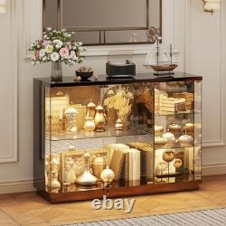 Gurexl Glass Display Cases with Human Sensor and 3 Color Lights for Collectibles