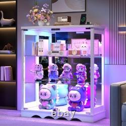 Gurexl RGB Display Curio Cabinet with Glass Doors & Adjustable Shelf for Figures