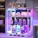 Gurexl Rgb Display Curio Cabinet With Glass Doors & Adjustable Shelf For Figures