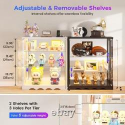 Gurexl RGB Display Curio Cabinet with Glass Doors & Adjustable Shelf for Figures