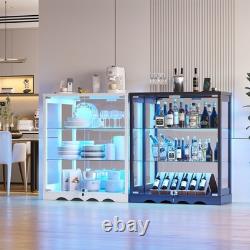 Gurexl RGB Display Curio Cabinet with Glass Doors & Adjustable Shelf for Figures