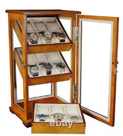 Hand Made 18 Watch Cabinet Luxury Case Storage Display Box Jewellery Watches 69b