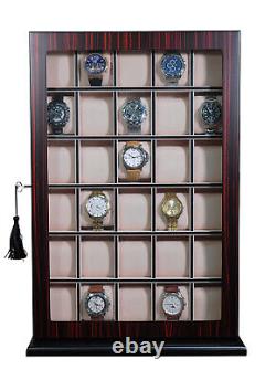 Hand Made 30 Watch Cabinet Luxury Case Storage Display Box Jewellery Watches 60