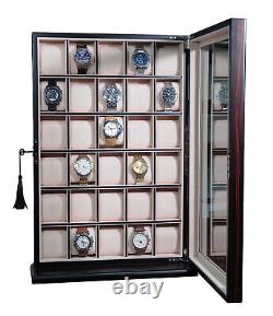 Hand Made 30 Watch Cabinet Luxury Case Storage Display Box Jewellery Watches 60