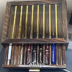 High end handmade lacquered wood 18 pen desk display Case-storage-desk Accent