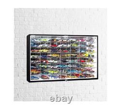 Hot Wheels 1/64 Scale Diecast Display Case Storage Cabinet Shelf Wall Mount Rack