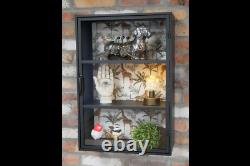 Industrial Wall Cabinet Safari Print Display Unit Black Metal Storage Cupboard