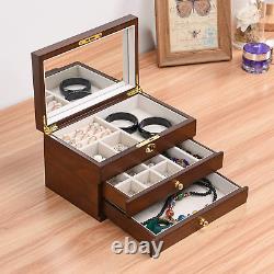 Jewelry Box Organizer for Women 3 Layers Jewelry Organizer Storage Display Case